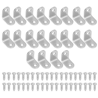 Imagem de 20pcs L Suport de canto de aço inoxidável Ângulo reto Brace Praça de ferrugem pesa Armário à prova de estante de estante de estante de estante com parafusos de 40pcs para