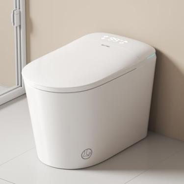 Imagem de BAYTINA Vaso sanitário inteligente com tampa de abrir/fechar automaticamente, assento aquecido, bidê de água quente, secador, luz noturna, visor de LED, descarga automática dupla, operação com sensor