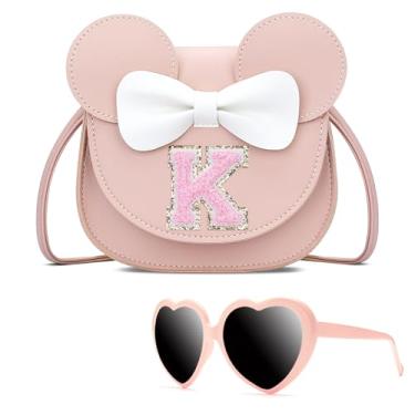 Imagem de KKXIU Bolsa Infantil Personalizada Com Iniciais Para Meninas Laço Fofo De Rato, Carteira Brinquedo Infantil, Transversal Moedas, Presente Aniversário (K)