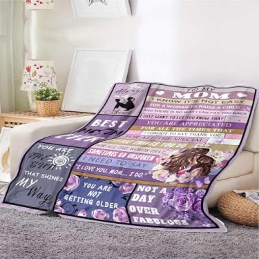 Imagem de to My Mom Blanket from Daughter – Cobertor de flanela macia com mensagem sincera, presente floral roxo para o dia das mães, aniversário, Natal – 4 (150 x 199 cm)