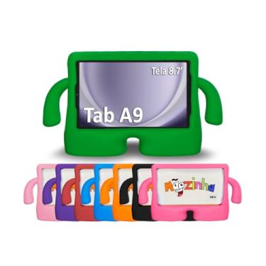 Imagem de Capa Mãozinha Compatível Com Tablet Galaxy Tab A9 8.7'' X110 X115 - Capinha Infantil Borracha, Anti Impacto (Verde)