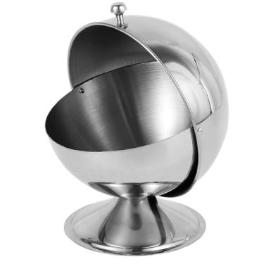 Imagem de DJAPWPX - Açucareiro de aço inoxidável com topo de rolo esférico para doces suporte de cubo de açúcar de 293 ml, pote de doces reutilizável, tigela de biscoitos multiuso para casa, cozinha, escritório