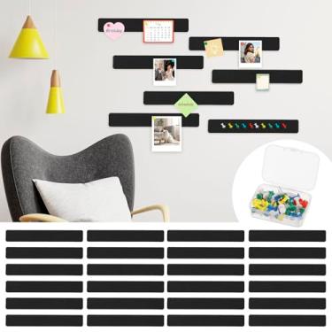 Imagem de 24 peças, placa de cortiça, faça você mesmo, placa de feltro autoadesiva, faixa de tábuas de avisos para decoração de escritório escolar (Balck)