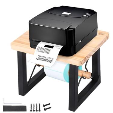 Imagem de DJAPWPX Suporte térmico de etiquetas para rolos e etiquetas dobráveis para ventiladores, suporte de rolo de adesivo de madeira para escritório doméstico e pequenas empresas