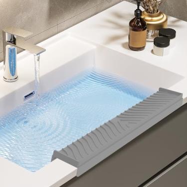 Imagem de Protetor de borda de pia, protetores de pia de silicone protetores de pia cortáveis para pia de cozinha à prova de respingos, protetor de contador de pia para pia de cozinha e pia de banheira (cinza)