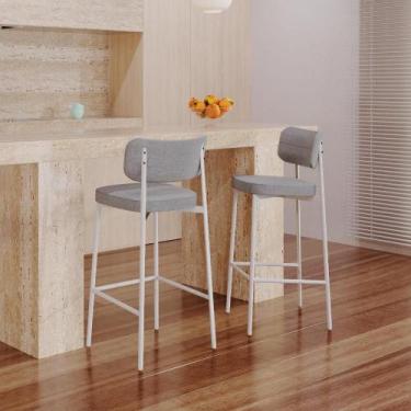 Imagem de Banqueta Alta Alloa com Estrutura Branca - Metalig
