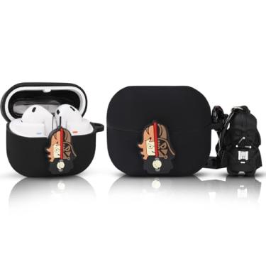 Imagem de XMBYGY Capa para Samsung Galaxy Buds 3 e para fones de ouvido Galaxy Buds 3 Pro com boneca e mosquetão, capa protetora de silicone à prova de choque com design de desenho animado para homens e