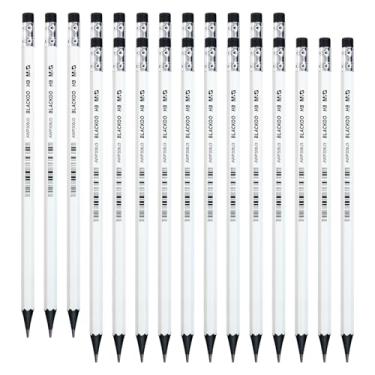 Imagem de M&G BLACKOO Series Lápis com caixa de madeira HB, pacote com 24 pré-afiados com borrachas superiores, lápis pretos a granel para escola, professores, escrita, desenho e esboço (branco)