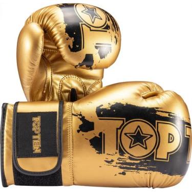 Imagem de Luva de Boxe e Muay Thai POWER INK - Top Ten, Preto, Dourado, 14OZ