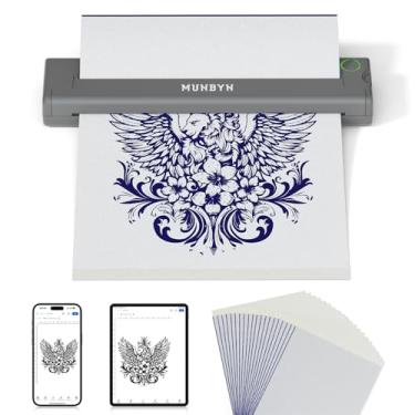 Imagem de MUNBYN Impressora de estêncil de tatuagem ITP05, impressora térmica sem fio com 20 papéis de transferência, compatível com telefone/tablet e PC Android e iOS e PC, impressoras de tatuagem para