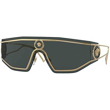 Imagem de Versace VE 2226 100287 Gold Metal Shield óculos de sol cinza lente