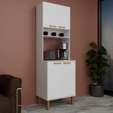 Imagem de Armário de Cozinha Multiuso Bartira Ágata 60cm 4 Portas 1 Nicho 1 Prateleira 