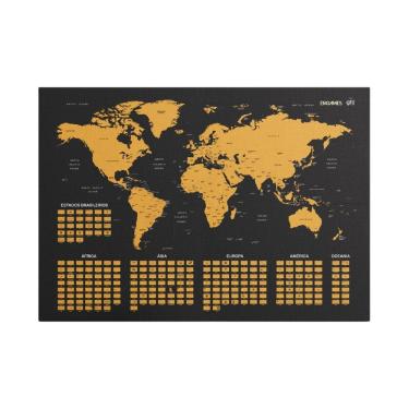 Imagem de Quadro Raspadinha Mapa Mundi Países Bandeira Ponto Turístico