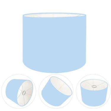 Imagem de Cúpula Abajur E Luminária Cilíndrica Vivare Cp-7013 ø30x30cm - Bocal Nacional Azul-bebê