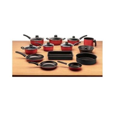 Imagem de Jogo 13 Peças Panelas Vermelho Completo Antiaderente Teflon