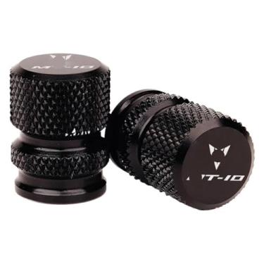 Imagem de Compatível com MT-10 FZ10 2016-2021 MT10 SP 2022 2023 acessórios de motocicleta CNC tampas de válvula de pneu suporte lateral almofada de extensão (tampas de válvula-preto)
