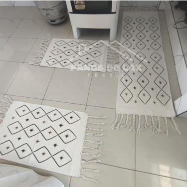 Imagem de Jogo Passadeira com Nozinho 03 Peças Jogo de Tapete para Cozinha Geome