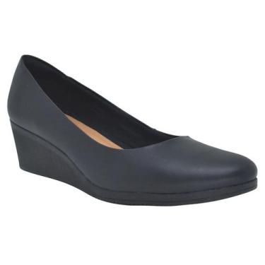 Imagem de Sapato Scarpin Feminino Usaflex Couro Anabela AA3811 Joanete Preto, 37