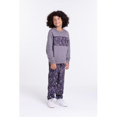 Imagem de Conjunto Moletom Infantil Masculino Recorte Letrinhas Chumbo - Vida Co