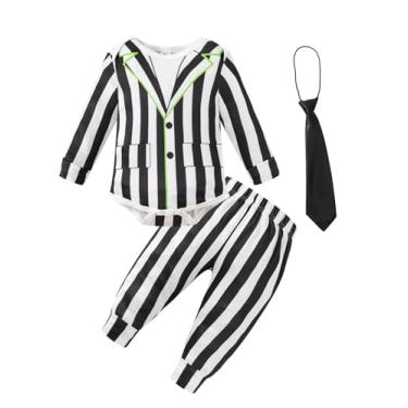 Imagem de Black and White Suit baby Vertical Strip Scary Movie Character Outfit (0-3 Months)