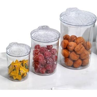 Imagem de Conjunto de 3 Potes Herméticos Redondos com Tampa – Organização, Estilo e Praticidade para Sua Cozinha 400ml/800ml/1800ml