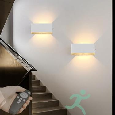 Imagem de Luminária de parede moderna com sensor de movimento, luminária de parede recarregável, operada por bateria, regulável, luminária de parede LED com controle remoto, quarto, sala de estar, esc