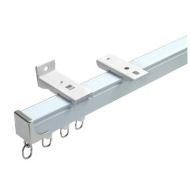 Imagem de Trilho de cortina de teto montado na parede, montado na parede ou no teto, dois métodos de instalação para trilho de cortina, divisor de ambiente/uso de chuveiro/trailer, branco