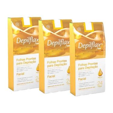 Imagem de 3cx Folhas Prontas Depilação Facial Depilflax Natural 24un