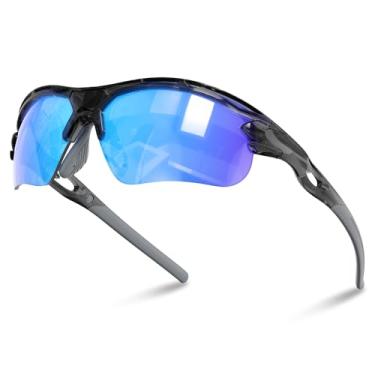 Imagem de ACBLUCE Óculos de sol esportivos polarizados para homens e mulheres, ciclismo, beisebol, softball, corrida, condução, pesca, azul, armação inquebrável TR90