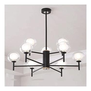 Imagem de Lustre Globo de Vidro Lustre de meados do século Luz Pingente de Metal Hastes Ajustáveis Luminária Pendurada para Fazenda Sala de Jantar Quarto Cozinha Sala de Estar Hall de Entrada (