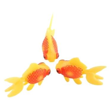 Imagem de Kryoflare 3 peças de decorações artificiais de peixes de aquário, enfeites de aquário de plástico móvel, peixe dourado laranja para aquário decoração de aquário ornamentos temáticos decoração de