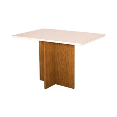 Imagem de Mesa de Jantar Retangular Tampo de MDF com Vidro Off White Base de BP 120cm - Los Angeles