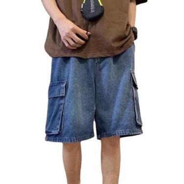 Imagem de Shorts FCOOLYEET Baggy Jean para homens Y2k Hip Hop Streetwear