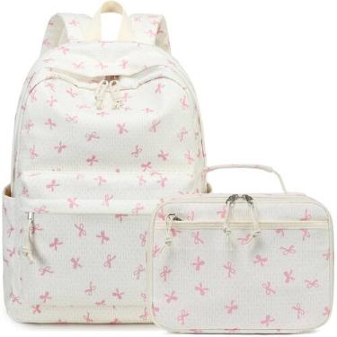 Imagem de Mochila escolar LEDAOU Kids com lancheira para meninas rosa