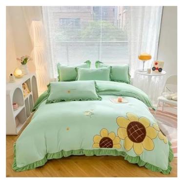 Imagem de Capa de edredom de flanela lisa quente para o inverno, super macia, aconchegante, para adultos, crianças, conjunto de cama king size, têxteis domésticos de luxo (verde claro, cama de 2,0 m, 220 x 240