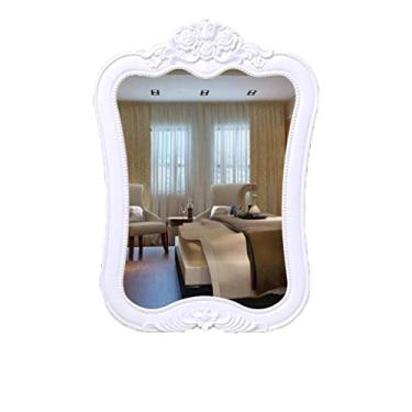 Imagem de Espelho de maquiagem espelhos de parede para sala de estar espelho retangular banheiro penteadeira espelho de parede quarto casa (cor: ouro) (cor: branco claro) (branco claro)