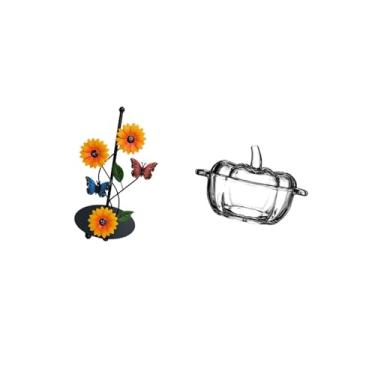 Imagem de Fenteer Conjunto de Porta-toalhas de Papel E Prato de Vidro Inspirado, Porta-lenços de Vidro Antiderrapante Vertical com Tampa em Formato de Abóbora para