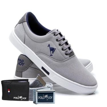 Imagem de Sapatênis Casual Lona Kit com Carteira e Cinto Dia a Dia - Polo Joy, 4