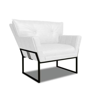 Imagem de Poltrona Sala de Estar Industrial Pto Anitta Sintético PU Branco D03 - D?Rossi