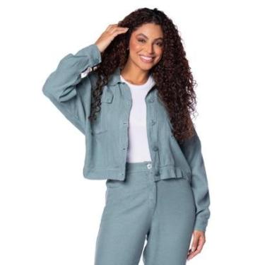 Imagem de Jaqueta Feminina Biamar Botões Liocel/Linho Verde-Feminino