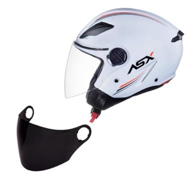 Imagem de Kit Capacete Masculino Asx Aberto City Air Branco + Viseira Fume (56)