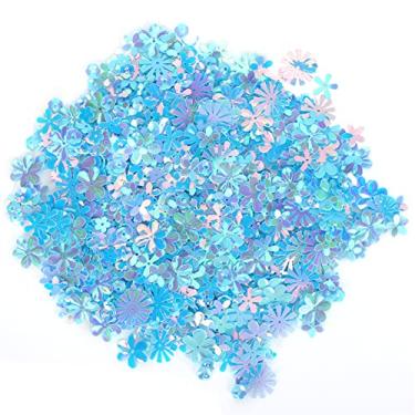 Imagem de Zhjvihx Lantejoulas Brilhantes, Decoração de Férias Em Formato de Flor de Confete para Amigos para Decoração de Casamento (Azul Colorido)