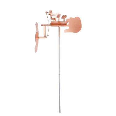 Imagem de Zerodis Spinner de Spinners Estéticos Metal Windmil Wind Winded Rotative Sculpture Ornament for Patio Lawn Garden Terrace Decor Wind Drummer Shape (Rose Gold)