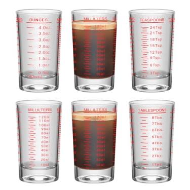Imagem de Copo medidor de copo de dose de 6 peças, copo de base pesada de 118 ml, copos de café expresso, copo líquido, copos redondos de shot, copos pequenos para vodca, uísque, tequila, expresso, licor (6