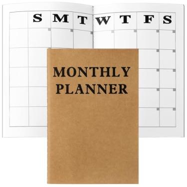 Imagem de Fullhawl Agenda mensal sem data, presentes de volta às aulas para estudantes, agenda semanal de bolso em branco, livro de calendário plano de capa kraft média, organizador de meta/hora em branco, 20