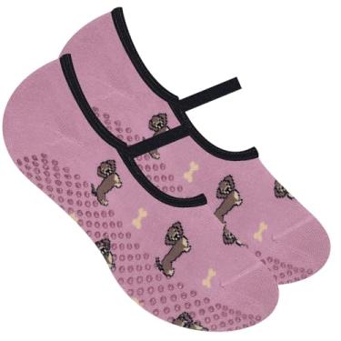 Imagem de SELENE Meia Sapatilha Antiderrapante Feminina Confortável Yoga Pilates Adulto Tam 34-39 (Cachorro, 34 a 39, BR, Adulto, Faixa Numérico, M, 34, 39)