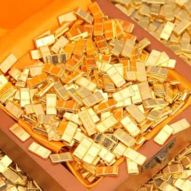 Imagem de YJIUYUANQ Pequena barra de ouro falsa decoração de lingote de ouro falso para artesanato miniaturas decorações de festa pirata micro decoração de paisagismo, Feng Shui colecionáveis para trazer
