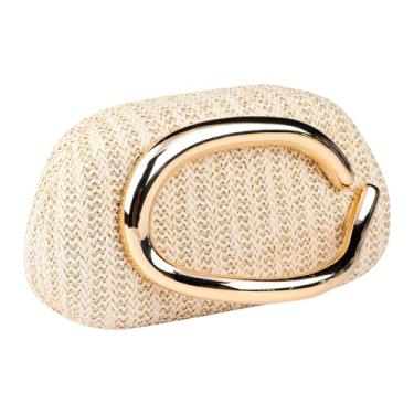 Imagem de Bolsa clutch de palha dourada champanhe bolsa de verão para noite bolsas de praia tecidas para mulheres, bolsas de mão de casamento, férias, bolsas elegantes para festa, formatura