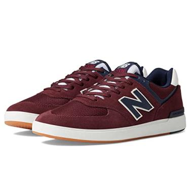 Imagem de New Balance Tênis masculino 574 Court cano baixo, Burgundy/Navy, 44 BR