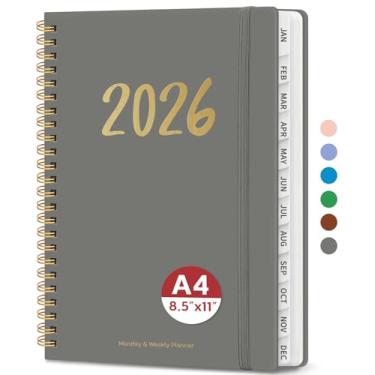 Imagem de Agenda 2026 – Agenda semanal e mensal, janeiro de 2026 a dezembro de 2026, encadernado em espiral, agenda 2026, bolso interno, perfeito para escritório, casa, material escolar – A4 (21,6 cm x 28 cm